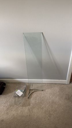 Glass shelf with metal bracket pair