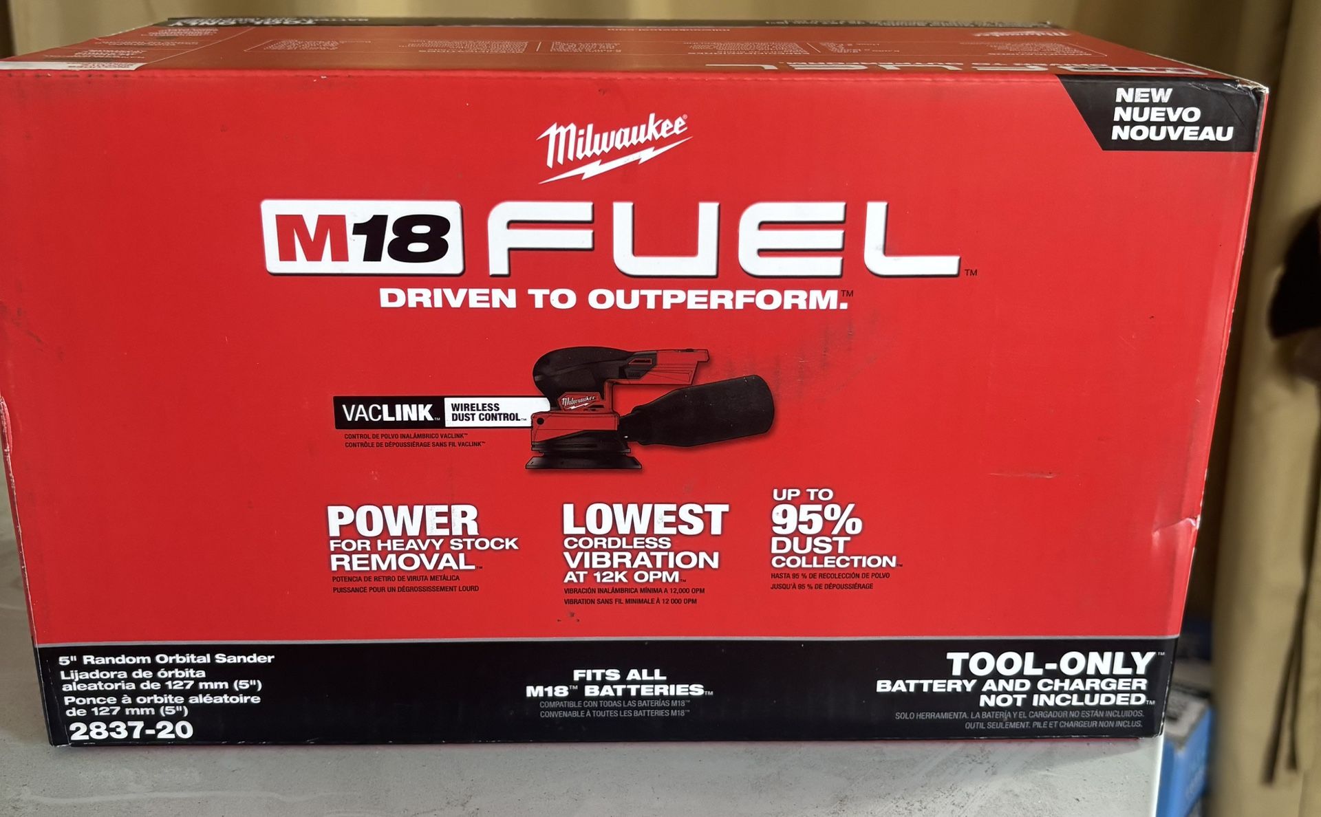 Milwaukee M18 18V Lithium-lon Brushless Cordless FUEL 5 in. Random Orbit Sander (Tool-Only)