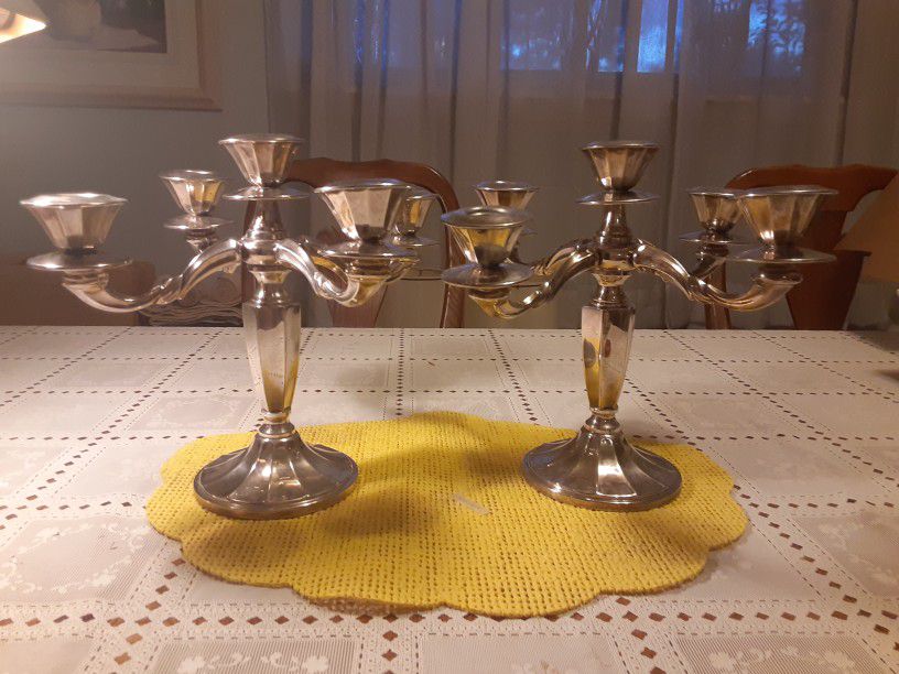  REALLY Nice  PAIR of  Crome  CANDLE HOLDER  HOLD 10 CANDLES 