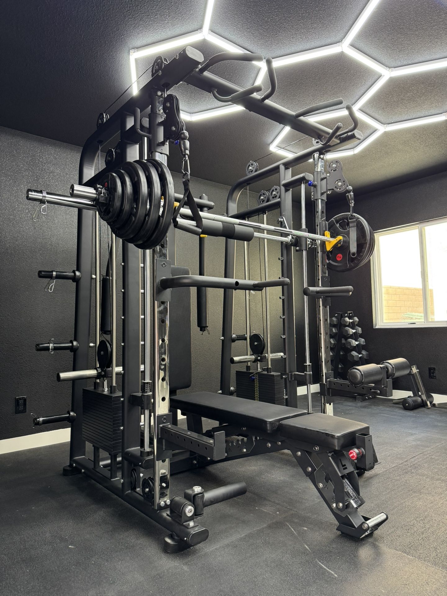 LLERO Commercial P1 Smith Machine - Weights, Mats & Bench Included - Free Delivery & Assembly