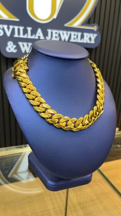 Huge Handmade Miami Cuban Link Chain 20MM 18” Gold Over Silver 14K Plating over .950 Silver