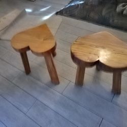 Hand Carved Heart Stools One Is Spalted Maple Other Is Locust