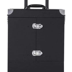 Rolling Makeup Train Case Cosmetic Trolley Makeup Travel Case Cosmetic Luggage Case Large with 4 Removable Spinner Wheels, Mirror and Pull Rod Handle