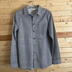 H&M Children Black & White Plaid Button Up Long Sleeve Shirt kids size 14Y+ (14)