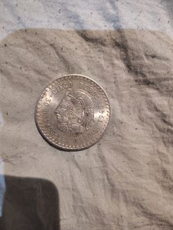 Moneda Mexicana Cinco Pesos Cuahutemoc  Plata Ley 90 $80 Dlrs