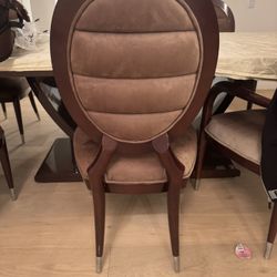 Brown Wood And Velvet Parchment Dining Table 