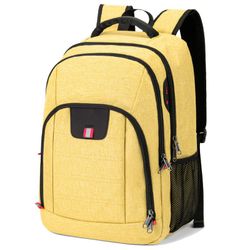 Travel Laptop Backpack, 15.6 Inch Work Backpack with Laptop Compartment, Airline Approved Computer Backpack with USB Slit for Men and Women - Yellow