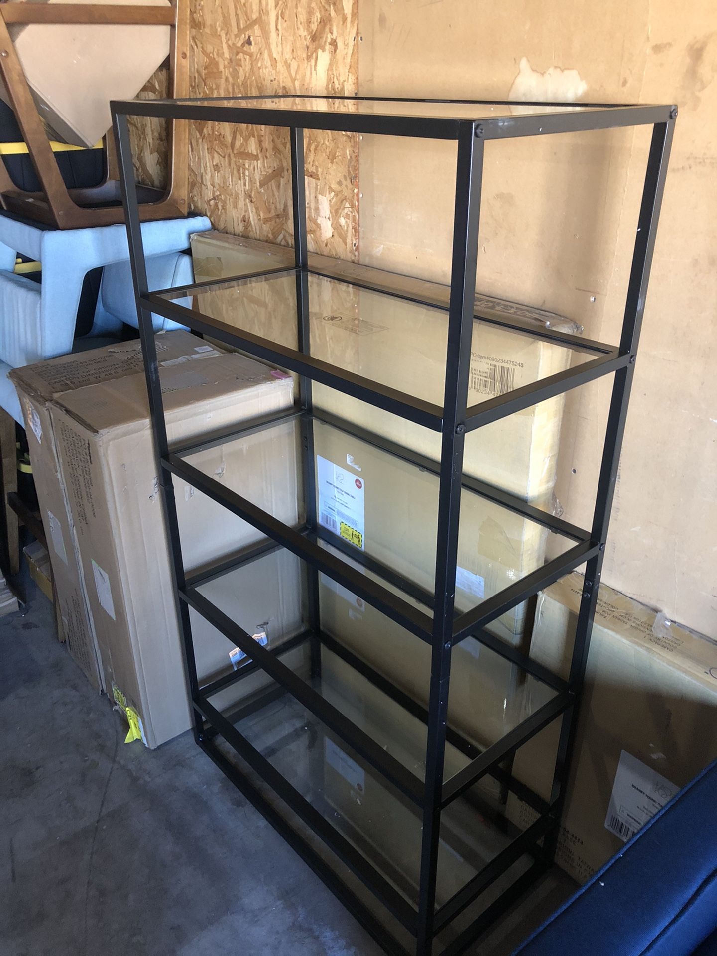Ada 5 Shelf Bookcase with Glass Shelves and Metal Frame Project 62