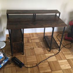 Table Computer Desk W/ Keyboard Tray Storage Monitor Stand