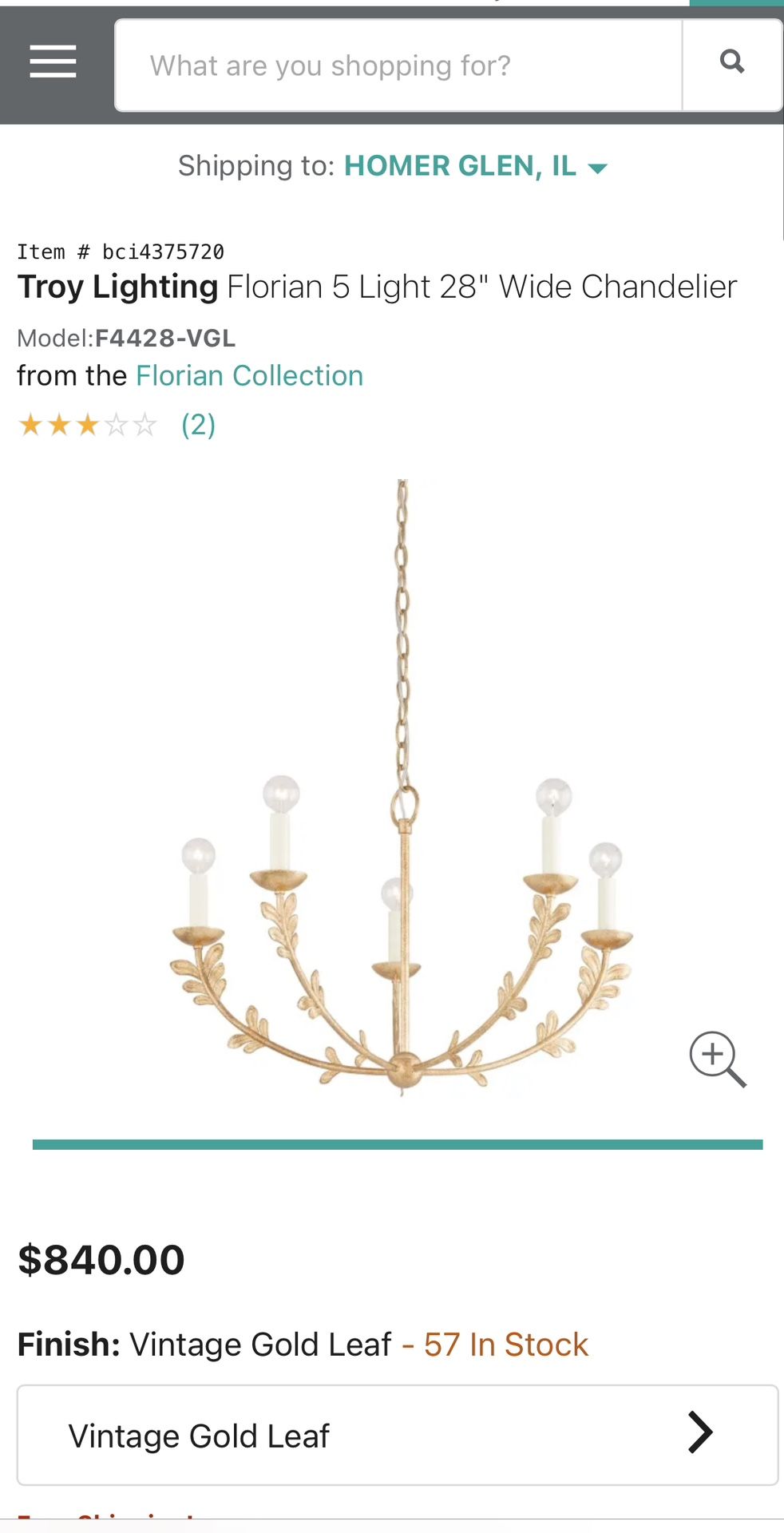 Troy Lighting Florian 5 Light 28" Wide Chandelier
