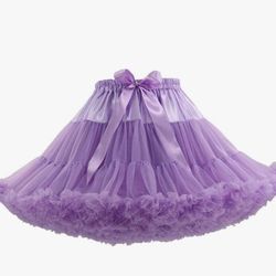 NEW Women's 3-Layered Tutu Dance Petticoat Pleated Mini Skirt, 16" Length

