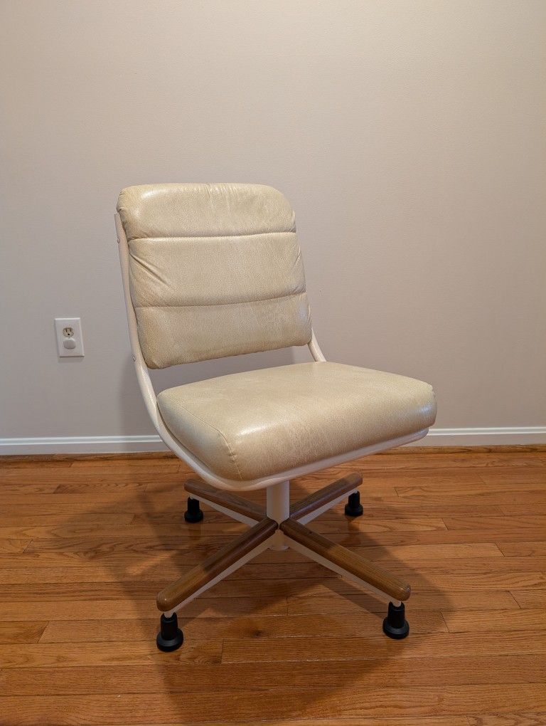 Mid-Century Modern Cream-Colored Swivel Office Chairs (Set of 4)
