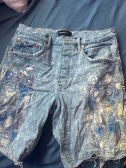 purple brand paint over monogram denim shorts Size 34