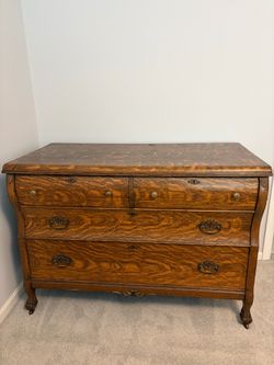 Antique Oak Dresser with Brass Hardware