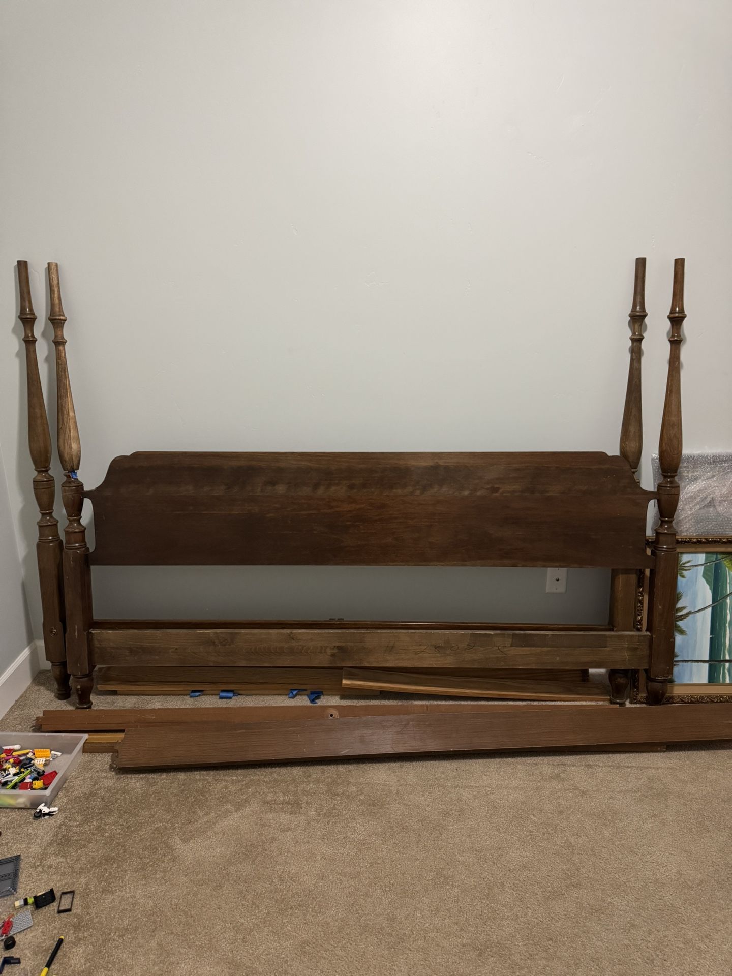 Antique king bed frame