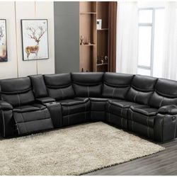 Brand New Comfy Modular Leather Sectional Sofa w/ Power & USB