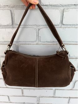 Rare Banana Republic Brown Suede Leather Baguette Shoulder Bag Vintage Y2K Style