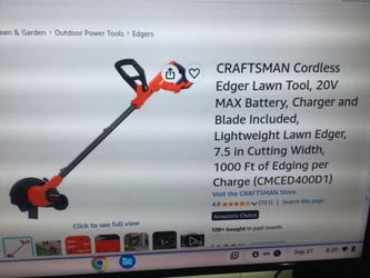 CRAFTSMAN CORDLESS EDGER LAWN TOOL, 20V MAX BATTERY, AND CHARGER INCLUDED 1000 OF EDGING PER CHARGE