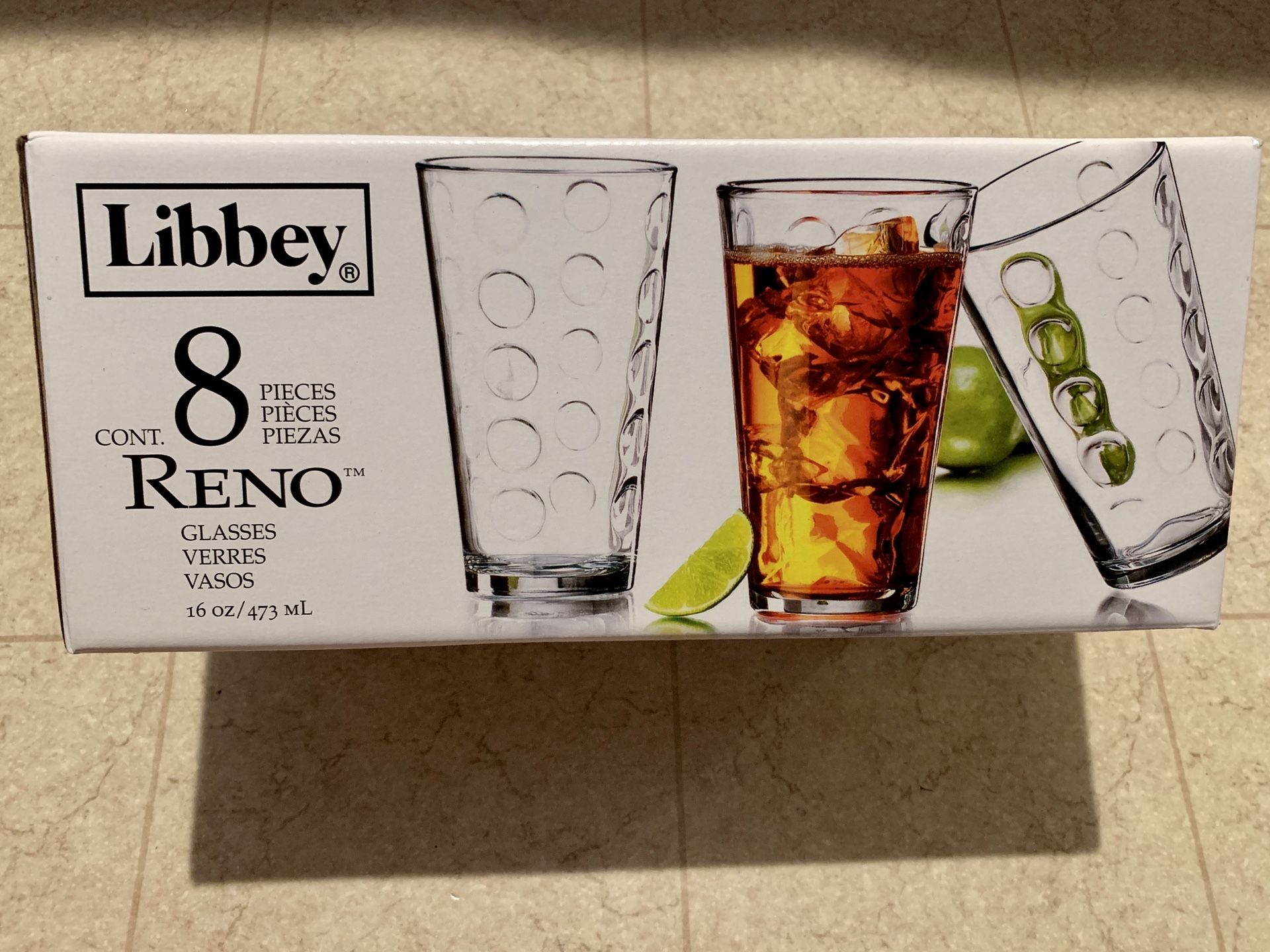 NEW LIBBEY RENO PATTERN 16oz. GLASS ( LAST BOX)