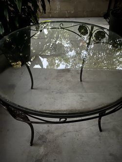 metal glass patio table