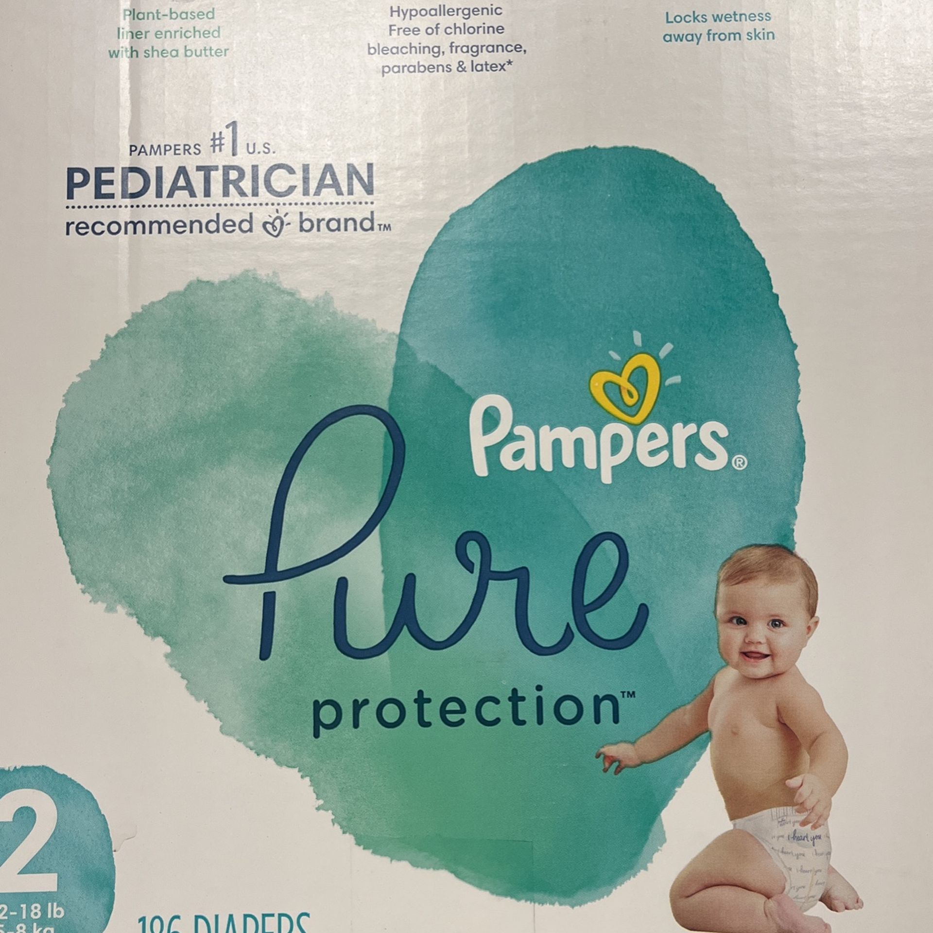 Pampers Pure Diapers 186 Diapers Size 2 