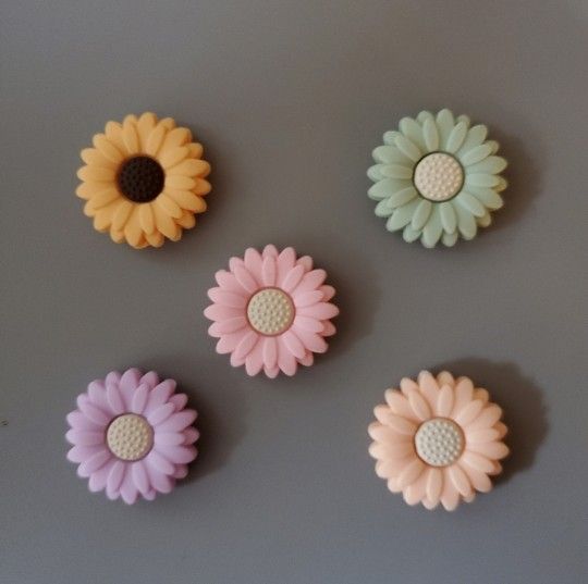 Sunflower Daisy Flower Focal Silicone Beads Loose Beads 5 Pieces