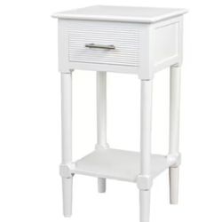 allen + roth 14.13-in W x 27.88-in H Cream Wood Square Casual End Table with Storage