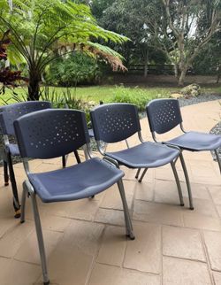 3pcslike new + 2pcs free damage Chairs with Perforated Backs, Ergonomic Stacking Chairs for Offices