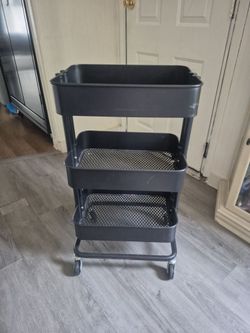 3 bin cart on wheels  30 dollars