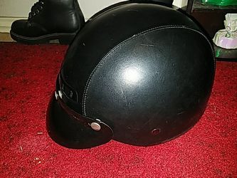 Leather motorcycle half helmet Sz XL