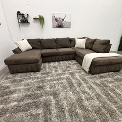 Brown Sectional Couch - Free Delivery 