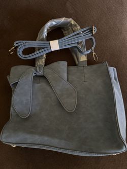 New Blue Bow Suede Faux Purse