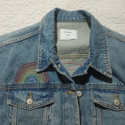Vintage Rainbow Boyfriend jean Jacket Sz Xl