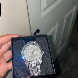 Moissanite Diamond Watch Iced Out Men's Wrist Watch Stainless Steel