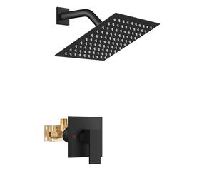 Airuida Shower Faucet Set Bathroom Rain Shower System SUS304 Stainless Steel Single Handle With Male Threads Rough-in Valve Shower Trim Kit 8 Inch Wal