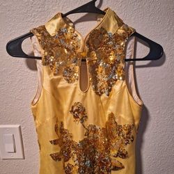 Yellow Sequin Bodycon Maxi Dress 