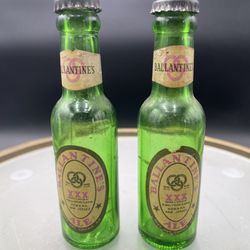 Vintage Ballantines Ale 4” Glass Salt & Pepper Shakers Set 