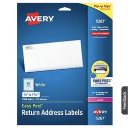 Misc Address Labels - Avery - 5267 - 0.5”x1.75”, 2.5”x 0.8”, 3.45”x0.6”, 4”x2”