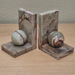 Onyx Marble Bookends, Vintage