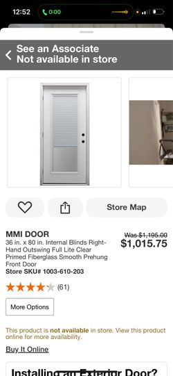 36 in. x 80 in. Internal Blinds Right-Hand Outswing Full Lite Clear Primed Fiberglass Smooth Prehung