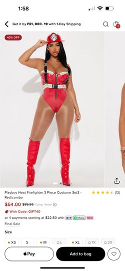 Playboy Halloween Firefighter 3 Piece Costume
