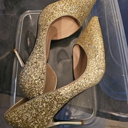 Gold Glitter Women's Heels Size 9