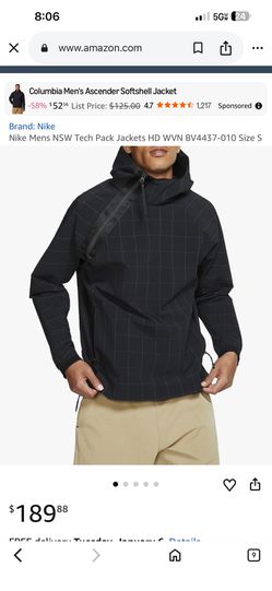 Nike Men’s Tech Pack Jacket BV4437 Black Size Medium