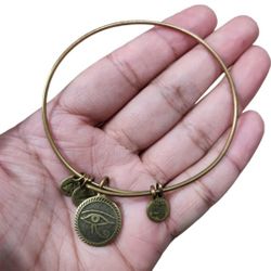 Alex and Ani Eye of Horus Charm Bangle in Gold-Tone Brass