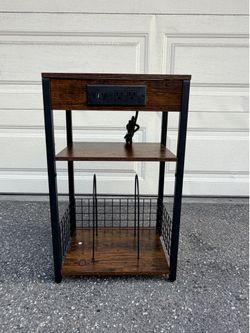 Side table with charging station brand new in box $20