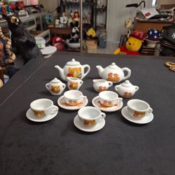 16 Piece Porcelain Disney's Winnie The Pooh Mini Tea Sets-2 Teapots, 2 Creamers, 2 Sugar Bowls, 5 Cups & 5 Saucers-2 Different Winniw Patterns, Collec