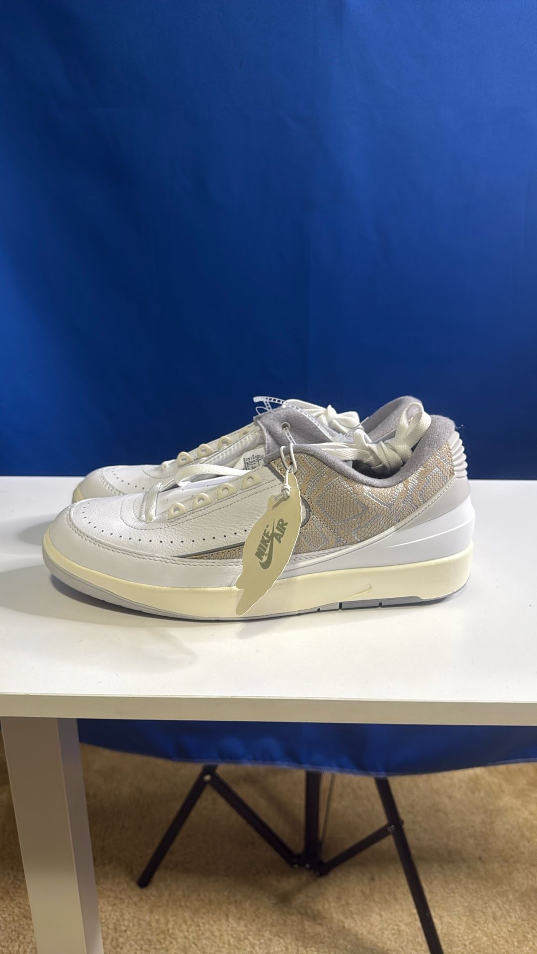 Jordan 2 Low White/Grey Snakeskin – Size 10.5 (NEW, No Box)