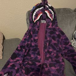 Bape Purple Color Camo Shark Full Zip Hoodie 