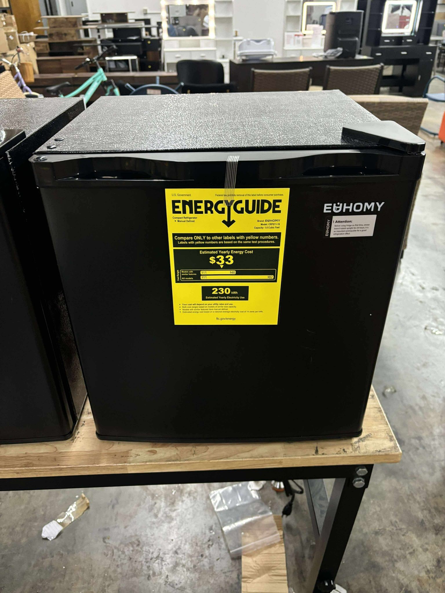 1.7 Cu.Ft Mini Fridge with Freezer, Reversible Single Door Compact Refrigerator, Adjustable Thermostat