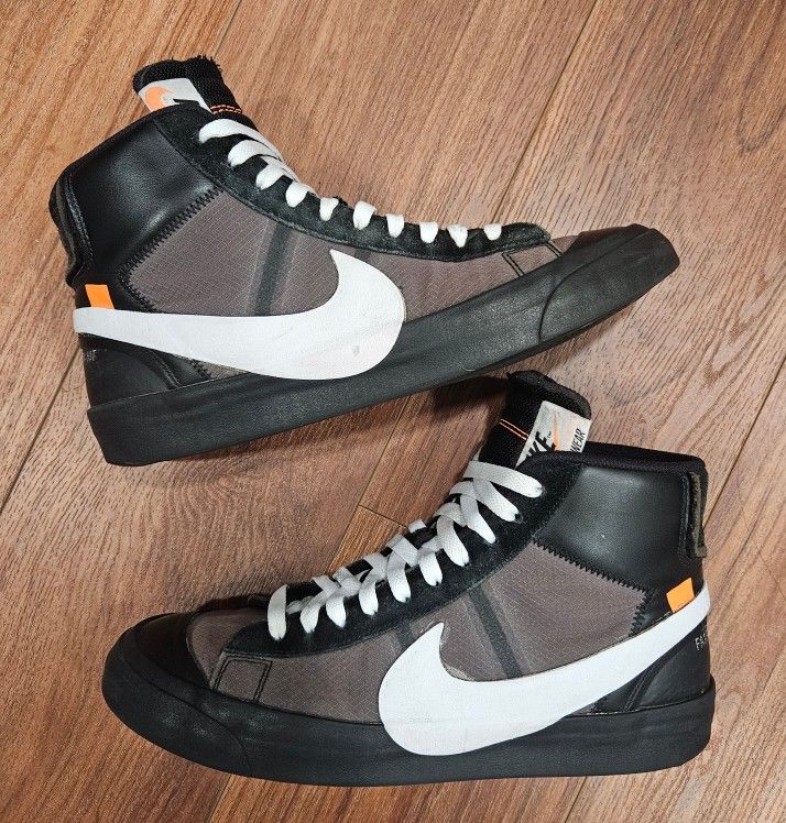 Off-white x Nike Blazer mid shoes Size 10.5 black Grim Reaper